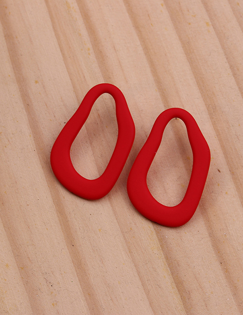 Fashion Red Acrylic Geometric Hollow Irregular Stud Earrings