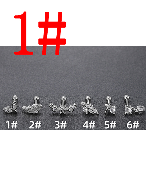 Fashion 1# Silver Stainless Steel Diamond Piercing Stud Earrings