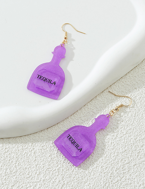 Fashion Purple Resin Geometric Bottle Earrings