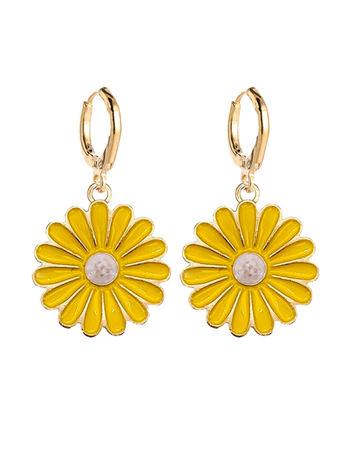 Fashion 2# Alloy Drip Oil Sunflower Earrings Earrings