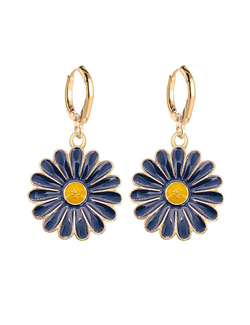 Fashion 6# Alloy Drip Oil Sunflower Earrings Earrings