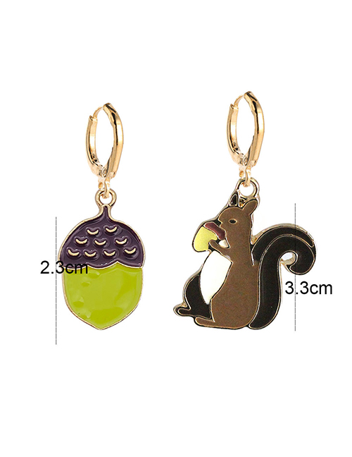 Fashion 3# Alloy Drip Oil Squirrel Pinecone Earrings Earrings