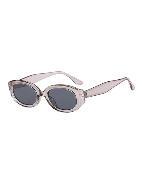 Fashion Transparent Gray Flakes Small Oval Frame Sunglasses