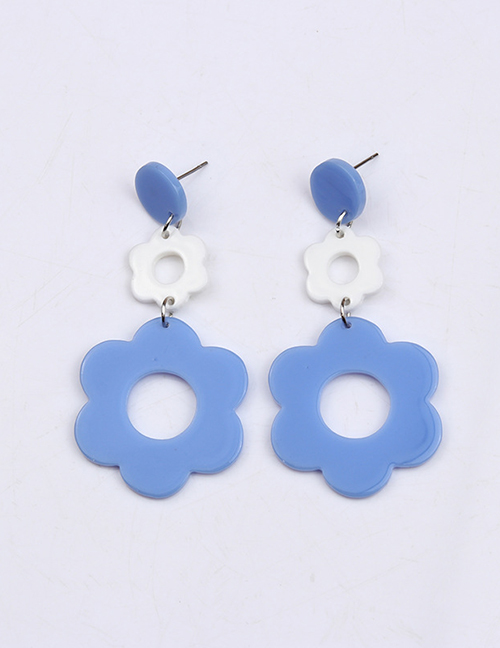 Fashion Blue And White Acrylic Contrast Flower Earrings