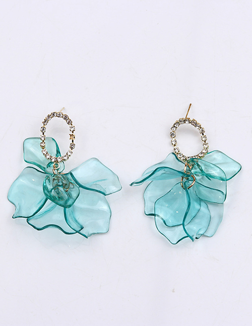 Fashion Blue Acrylic Diamond Petal Earrings