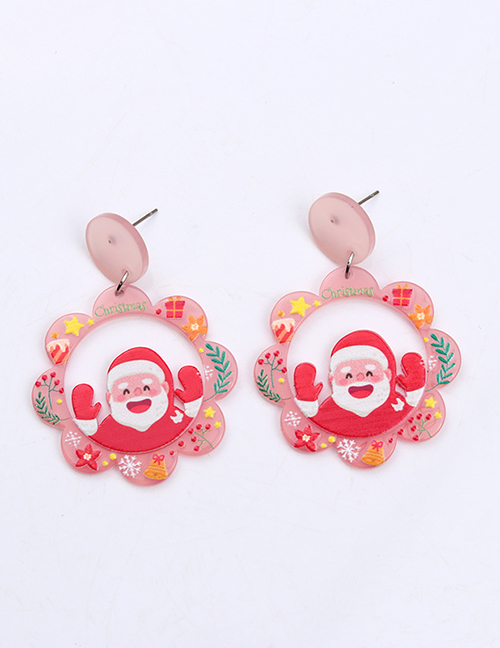Fashion 3# Acrylic Santa Claus Round Earrings