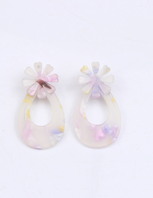 Fashion 4# Acetate Flower Water Drop Hollow Stud Earrings