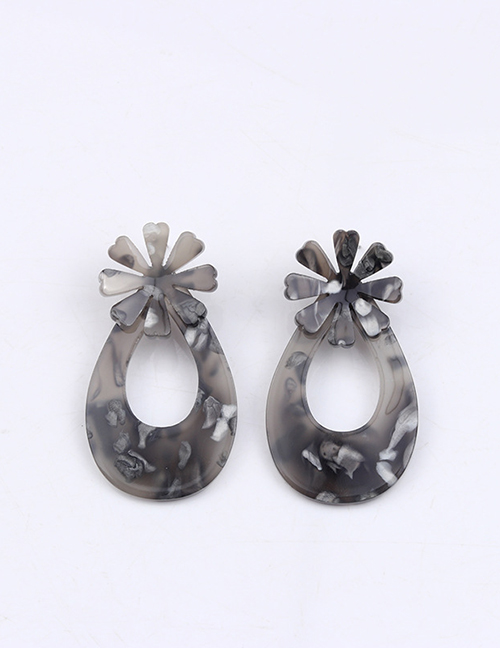 Fashion 5# Acetate Flower Water Drop Hollow Stud Earrings