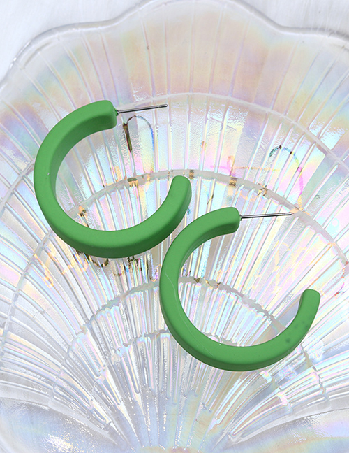 Fashion Green Acrylic Painted C-shaped Earrings