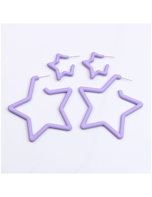 Fashion Purple Acrylic Pentagram Earring Set