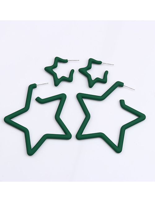 Fashion Dark Green Acrylic Pentagram Earring Set