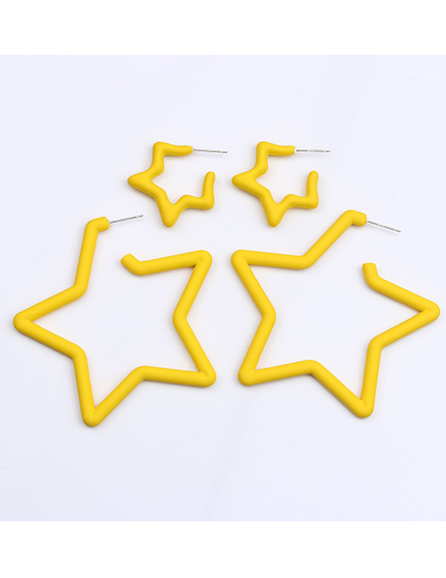 Fashion Yellow Acrylic Pentagram Earring Set