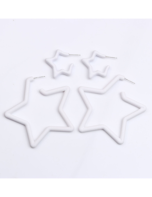 Fashion White Acrylic Pentagram Earring Set