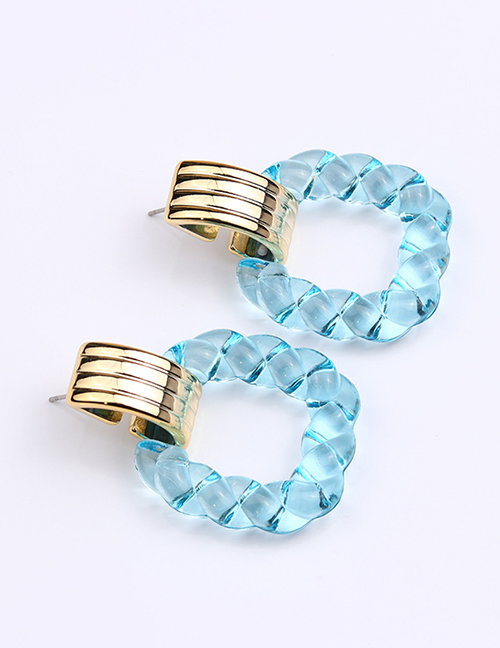 Fashion Light Blue Acrylic Twist Square Stud Earrings