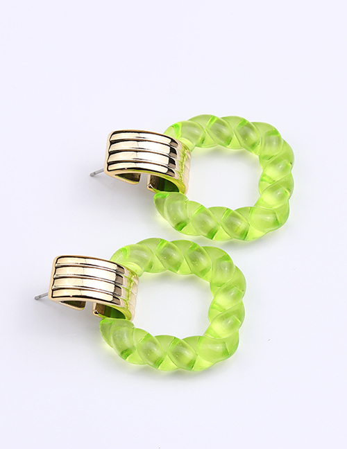 Fashion Green Acrylic Twist Square Stud Earrings