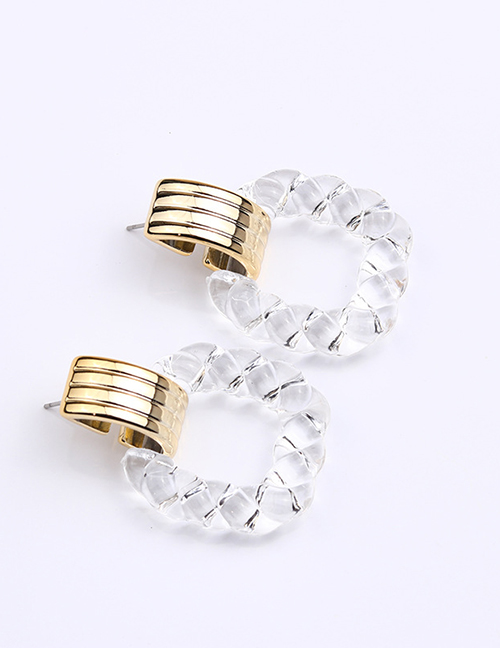 Fashion White Acrylic Twist Square Stud Earrings