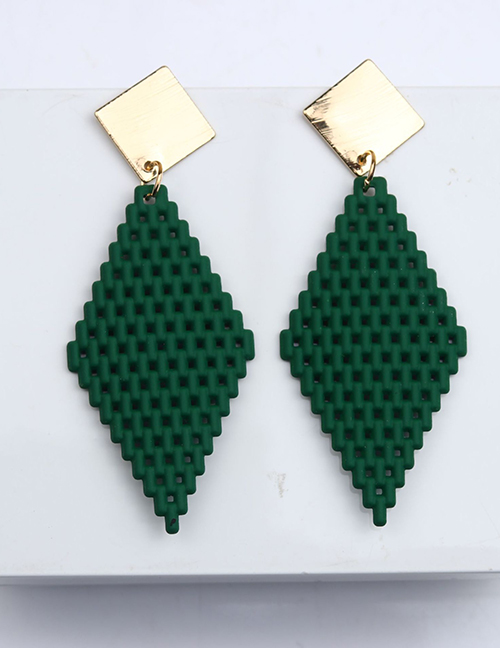Fashion Green Acrylic Rhombus Mesh Earrings