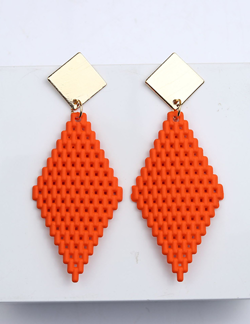 Fashion Orange Acrylic Rhombus Mesh Earrings