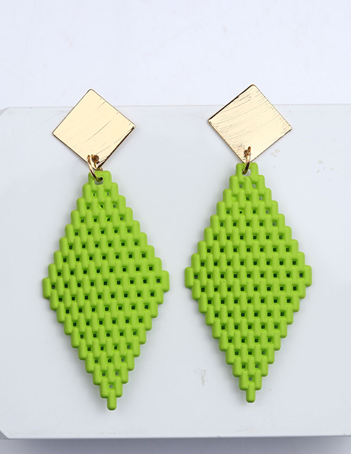 Fashion Green-2 Acrylic Rhombus Mesh Earrings