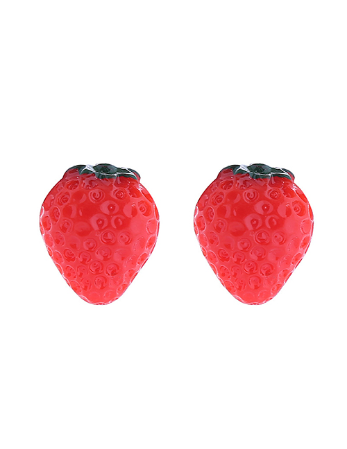 Fashion No. 8 Resin Model Acrylic Strawberry Stud Earrings
