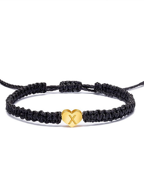 Fashion X Alloy Wire Braided Heart 26 Letter Bracelet