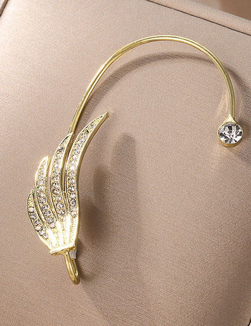 Fashion Flash Diamond Wing Ear Clip Gold Right Alloy Diamond Wing Earrings