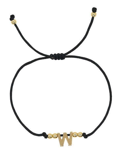Fashion W Gold Bead Beaded 26 Alphabet Bracelet