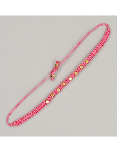 Fashion Pink Braided Metal Geometric Cord And Copper Bead Bracelet