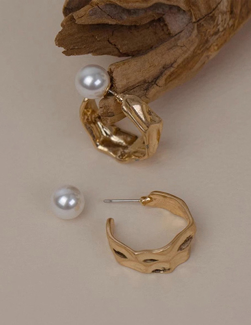 Fashion Gold Metal Irregular Half Circle C-shaped Earrings