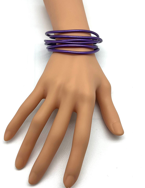 Fashion Purple Silicone Geometric Round Bracelet