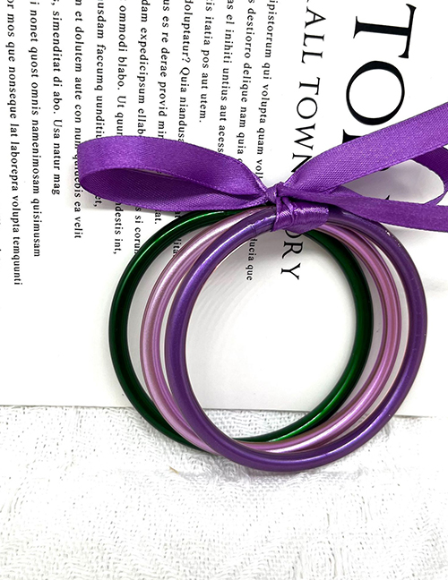Fashion Purple Silicone Tube Colorblock Round Bracelet