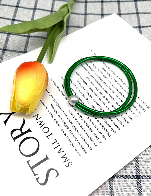 Fashion Green Silicone Ring Pearl Bracelet(child)