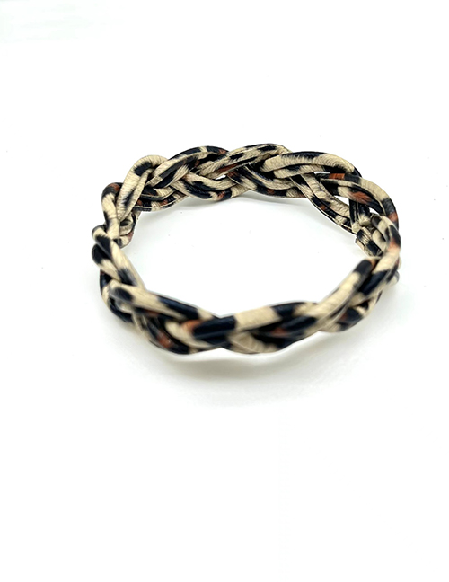 Fashion Light Khaki Leopard-print Leather Cord Bracelet