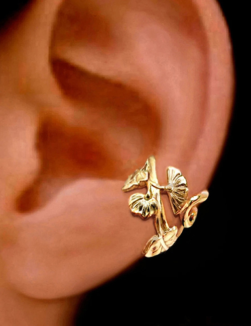 Fashion Gold Pure Copper Leaf Stud Earrings