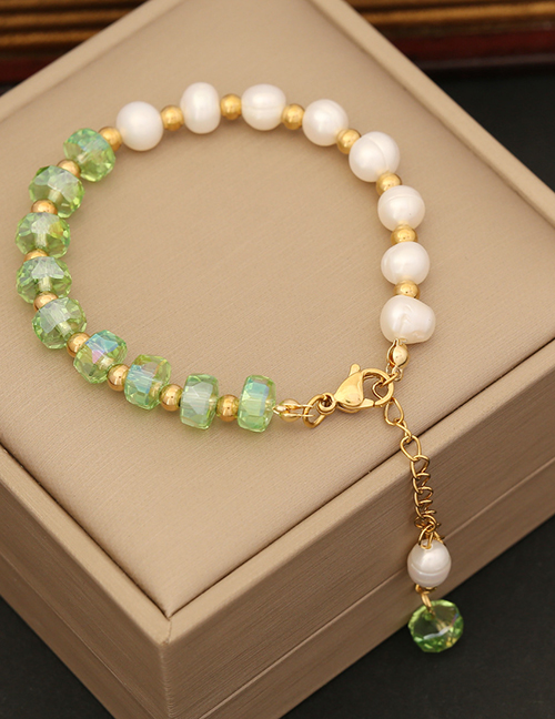 Fashion 1# Green Crystal Pearl Beaded Bracelet