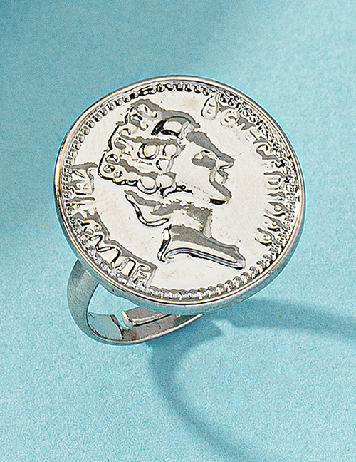Fashion Silver Alloy Round Coin Ring