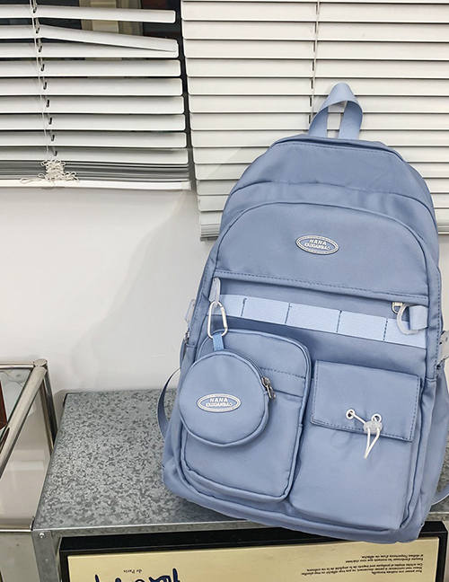 Fashion Sky Blue Pu Large Capacity Backpack
