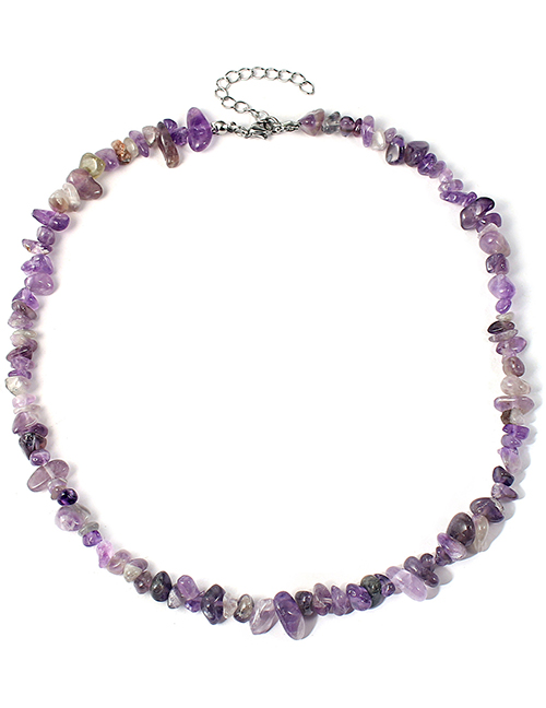 Fashion Amethyst Rubble Necklace Gravel Beaded Necklace