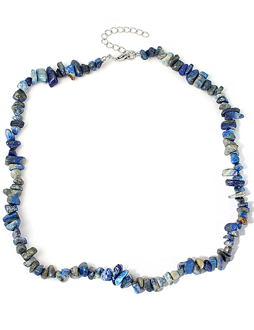 Fashion Blue Gravel Necklace Gravel Beaded Necklace