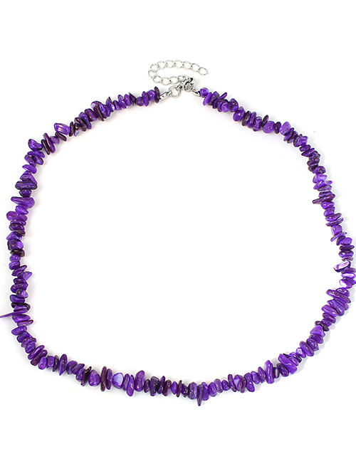 Fashion Purple Irregular Shell Necklace Gravel Beaded Necklace