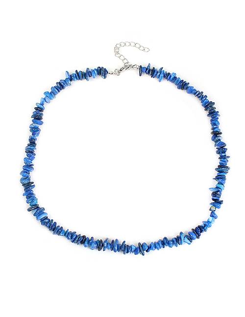 Fashion Royal Blue Irregular Shell Necklace Gravel Beaded Necklace