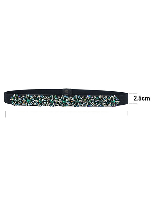 Fashion Multicolored Crystal 2129 Green 70cm Geometric Rhinestone Flower Belt