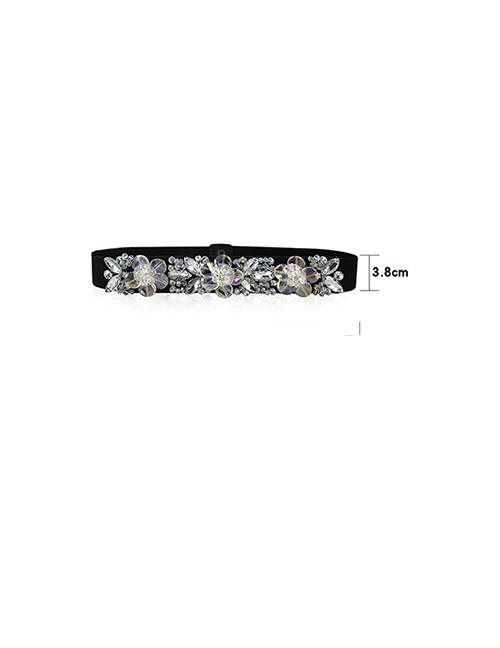 Fashion Noble Crystal 2086 White 72cm Geometric Rhinestone Flower Belt