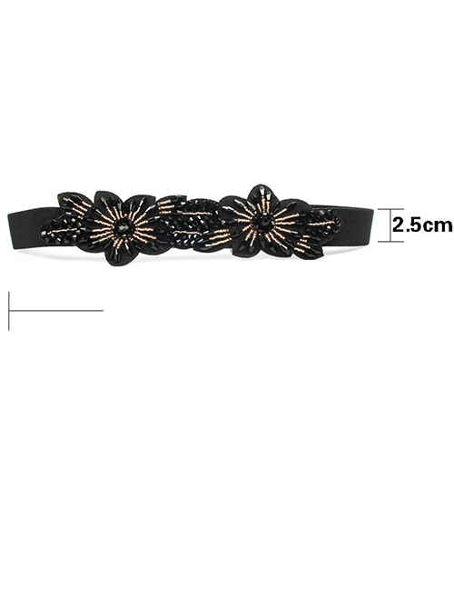 Fashion Phoenix Crystal 2128 Black 70cm Geometric Rhinestone Flower Belt