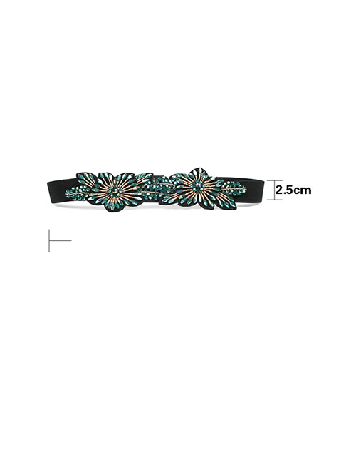 Fashion Phoenix Crystal 2128 Green 70cm Geometric Rhinestone Flower Belt