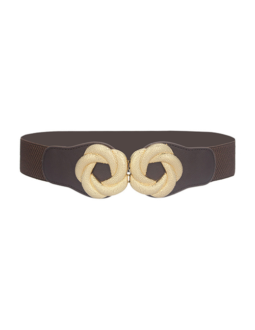 Fashion Brown Elasticated Wide Waist Belt With Circle Hook
