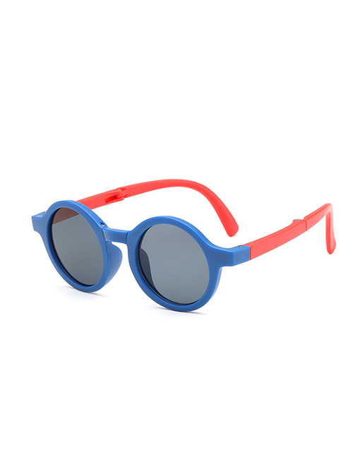 Fashion Blue Frame Red Legs Pc Round Sunglasses