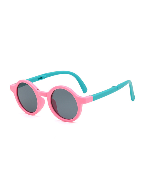 Fashion Pink Frame Green Legs Pc Round Sunglasses