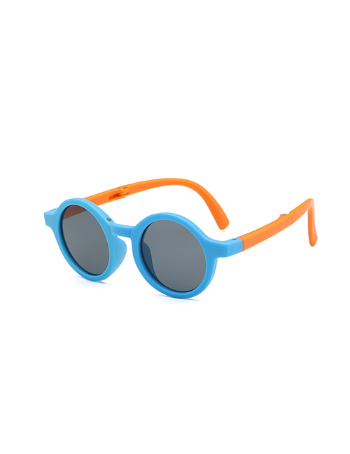 Fashion Blue Frame Orange Legs Pc Round Sunglasses