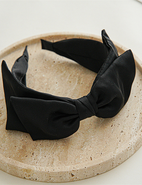 Fashion Black Satin Bow Headband